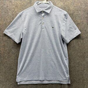 Vineyard Vines Polo Shirt Mens Small Blue Striped OTG On The Go Sankaty Golf
